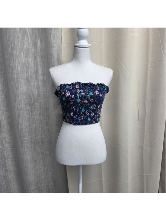 Xhilaration Tops - Xhilaration Navy Floral Smocked Crop Top size S 90s Grunge Indie Sleaze y2k